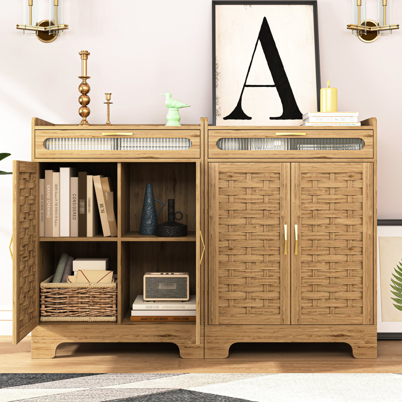 Armoire à café, buffet avec tiroir et tablette réglable, armoire de rangement avec porte de grange