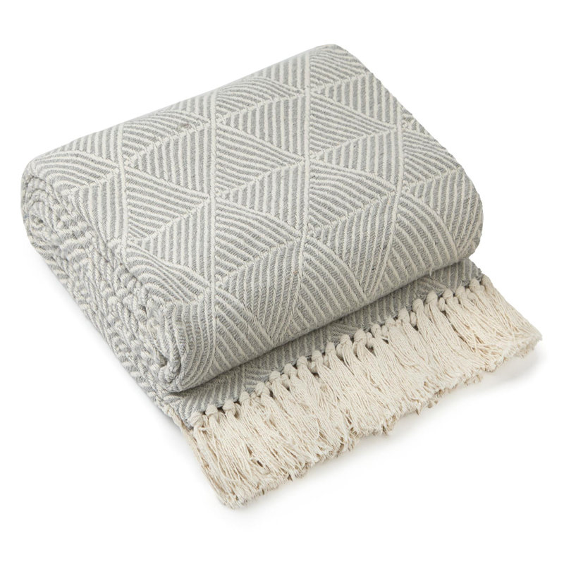  Zahra Blanket/Throw For Sofa Chair Bed Ochre, Grey, 254cm x 178cm