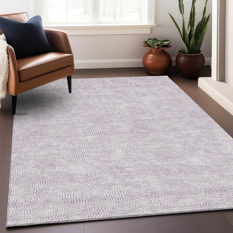 Lavender Flat Woven Synthetic Rectangular 5' x 7' Washable Rug