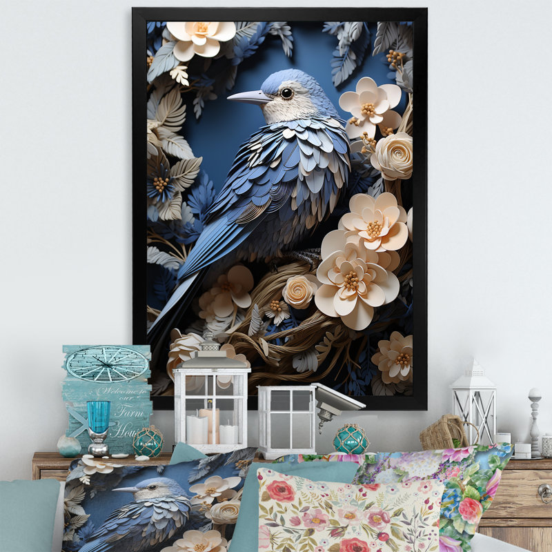 Reproduction d'art sur toile, nid surréel, H 32 po x l 24 po x P 1 po, Cadre simple noir