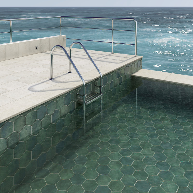 Capri 7" x 8" Porcelain Stone Look Wall & Floor Tile, Green
