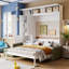 Grand lit escamotable mural avec canapé en forme de L et rangement-2038214864