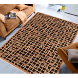 Tapis géométrique noir / beige en laine noué à la main 7 pi 10 po x 9 pi 6 po Baftije