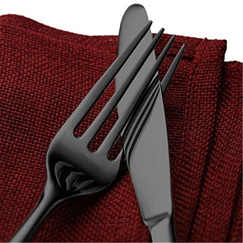 Ensemble de 48 pièces de couverts en argent noir avec organisateur, ensemble de couverts noir avec couteaux à steak pour 8 personnes, ensemble de couverts en acier inoxydable de qualité alimentaire, ensemble d'ustensiles à finition miroir pour restaur