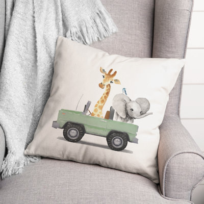 Housse et insert de coussin carré avec cruisin animaux