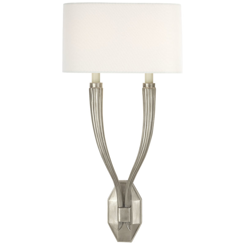Chapman & Myers Ruhlmann Double Sconce, Polished Nickel, Fabric