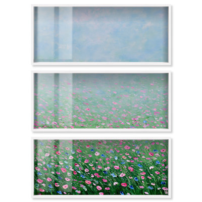 «Swaying Blooms II Shadowbox Print», art abstrait vert par Art Remedy, ensemble de 3