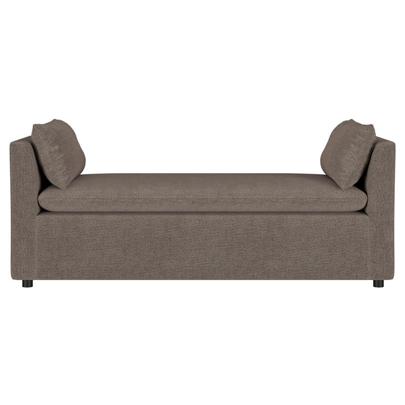 Upholstered Accent Bench with Armrests Brown, Brown