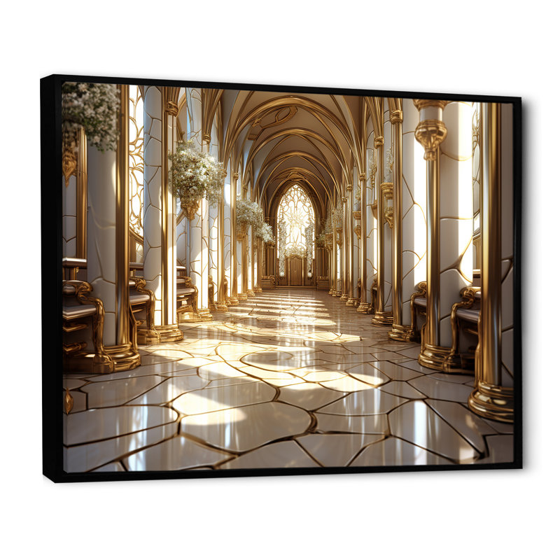 Église baroque basilique - Église, art mural, Cadre flottant noir, H 34 po x l 44 po x P 1,5 po