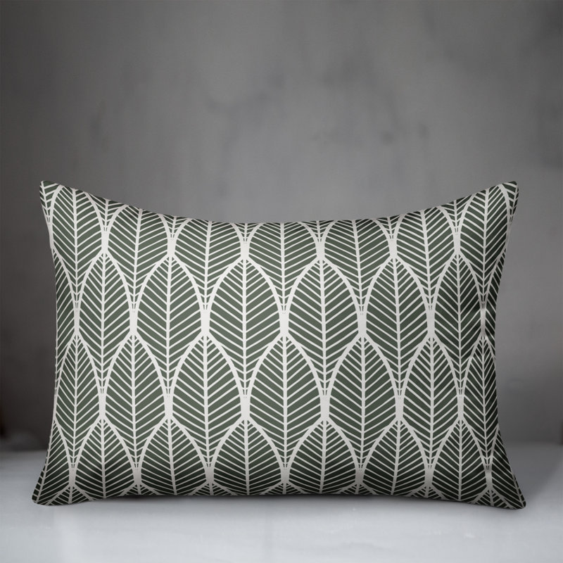 Geometric Outdoor Reversible Throw Pillow, Sage, 14"H x 20"W