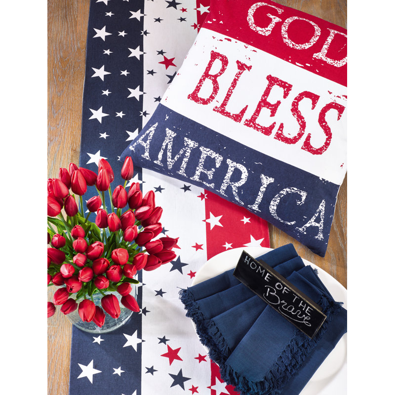 Patriotic Red White and Blue Cotton Table Runner