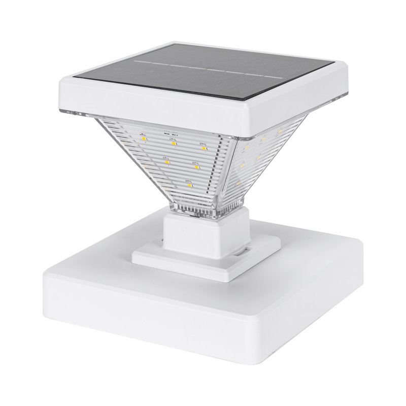 Luxor White Solar LED Post Cap Lights with Dusk to Dawn Mode (Set of 2)