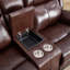 Causeuse inclinable manuelle en cuir véritable de 75 po de largeur avec console centrale et porte-gobelets (ensemble de 2)