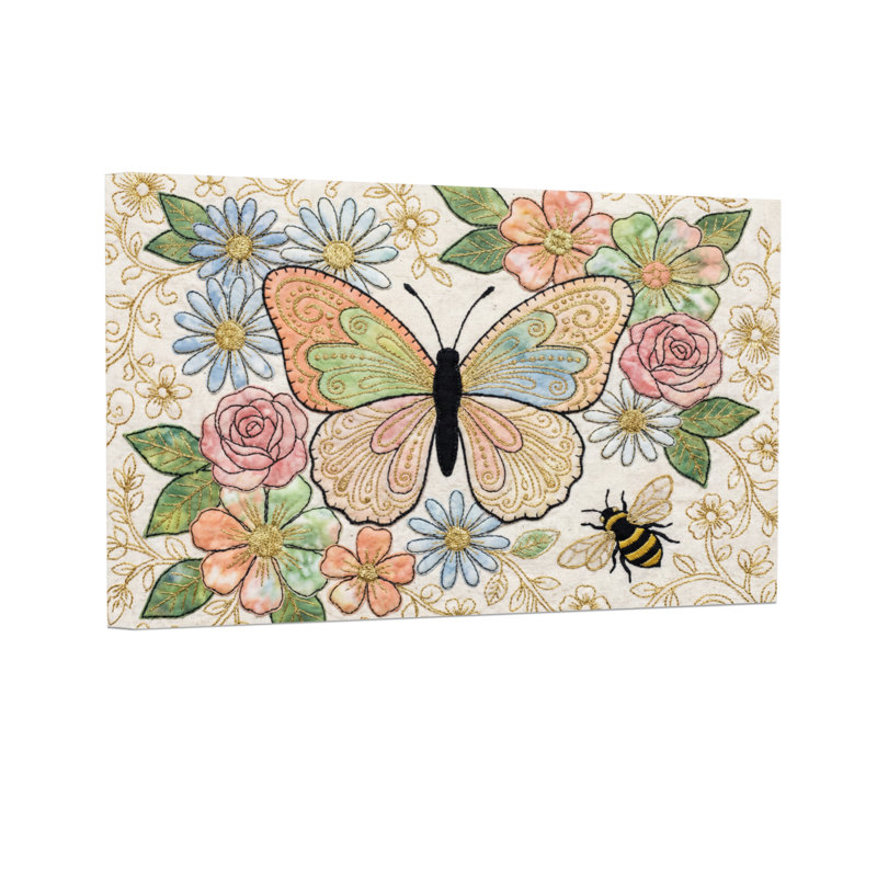Animaux, papillon, fleurs, abeille, jardin, impression, H 16 po x l 24 po