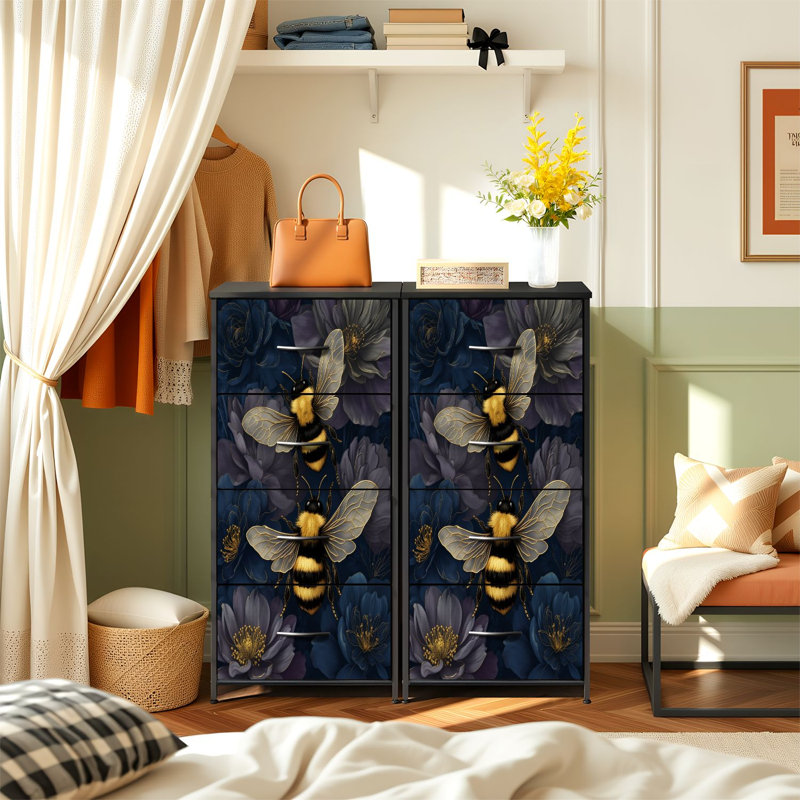 Commode pour la chambre à coucher avec 4 tiroirs de rangement Bumblebees