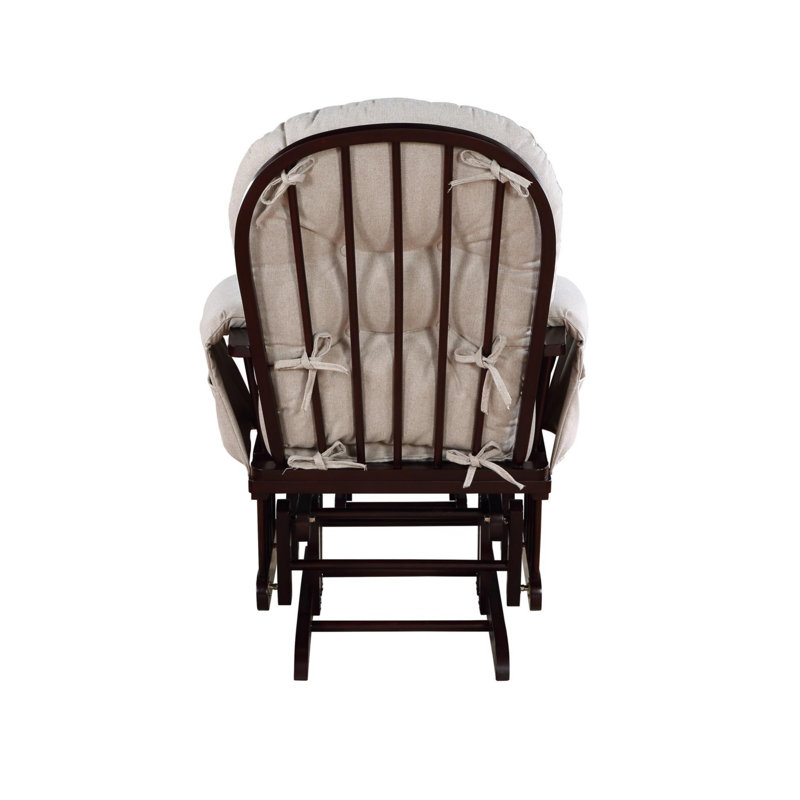 Cleo Wooden Glider and Ottoman, Espresso Wood, Brown Polyester