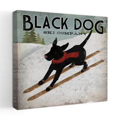 «Black Dog», art abstrait contemporain avec paysage de chien