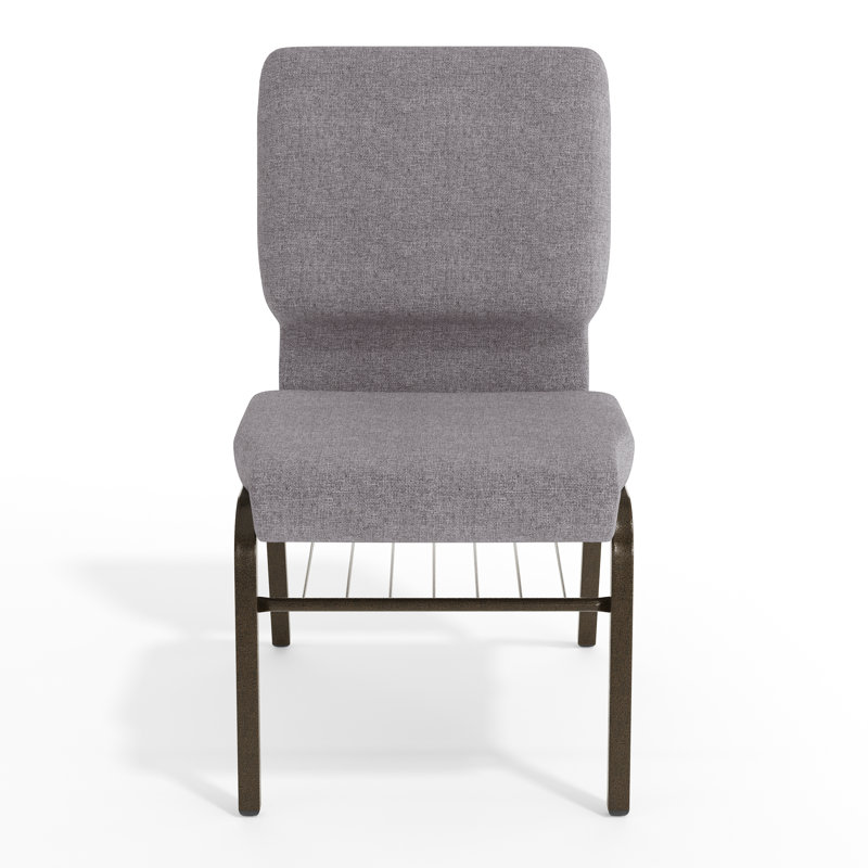 Chaise d'église en tissu 18,5 po Bernardston, Métal avec veines dorées, Gris