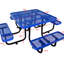 Table de pique-nique 46 po carrée en acier bleu pour l'extérieur-478274424