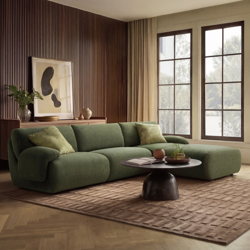 Canapé modulaire rembourré 3 pièces avec repose-pieds Vickey