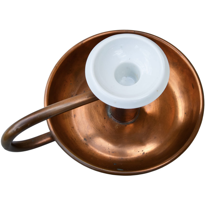 Handmade Americana Copper Candleholder With Ceramic Top