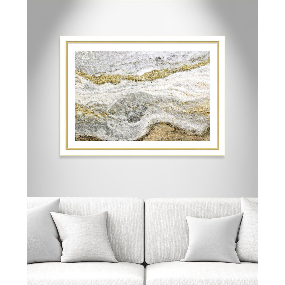 Gragg Metallic Stone Series Golden Layers - Picture Frame Graphic Art Print on Paper Ivy Bronx