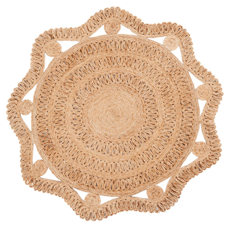 Natural Fiber 606 Hand Woven Jute Geometric Rug, Round 4'