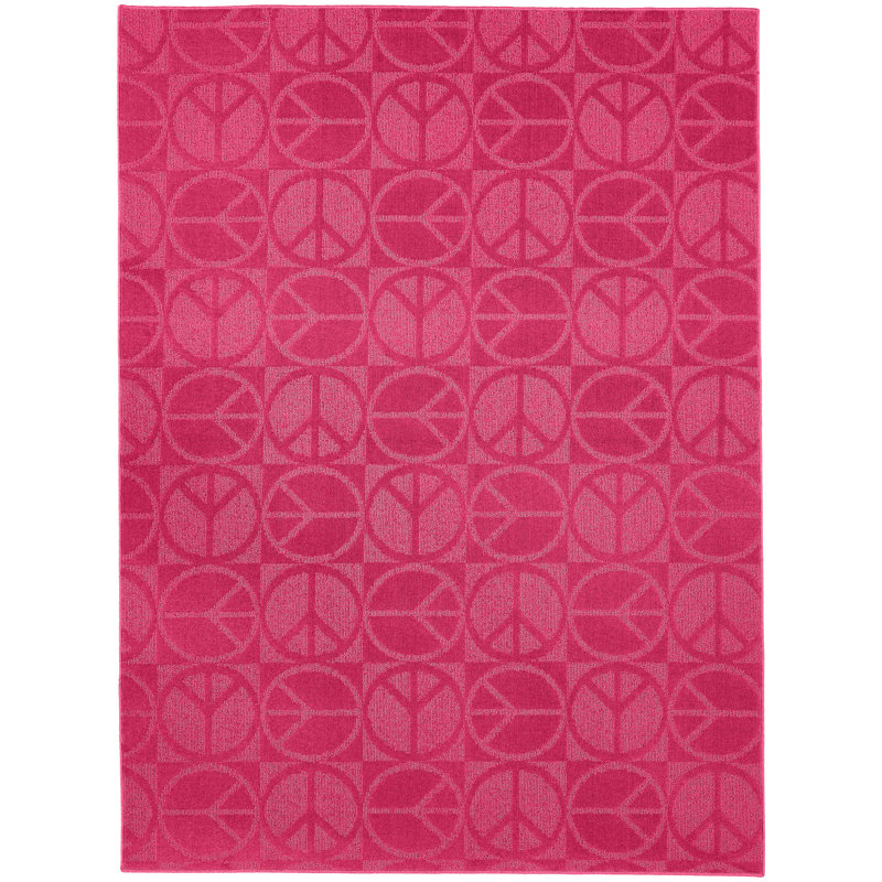 Tapis géométrique rose touffeté, Rectangle 5 pi x 7 pi