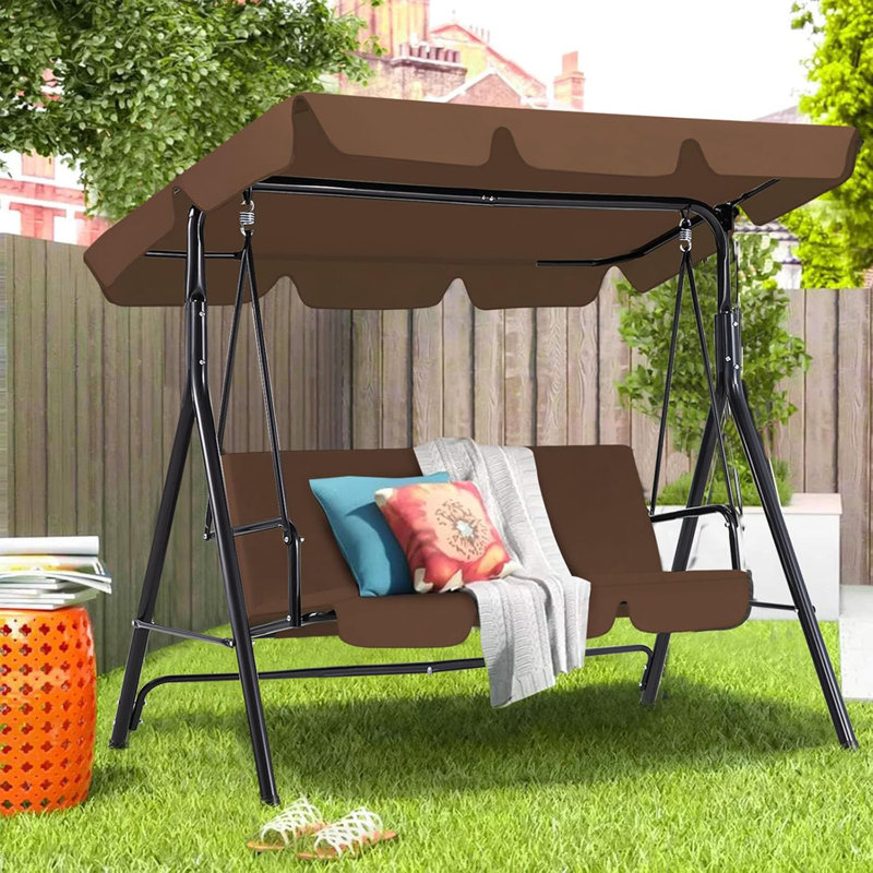3 Person Porch Swing with Canopy, Brown