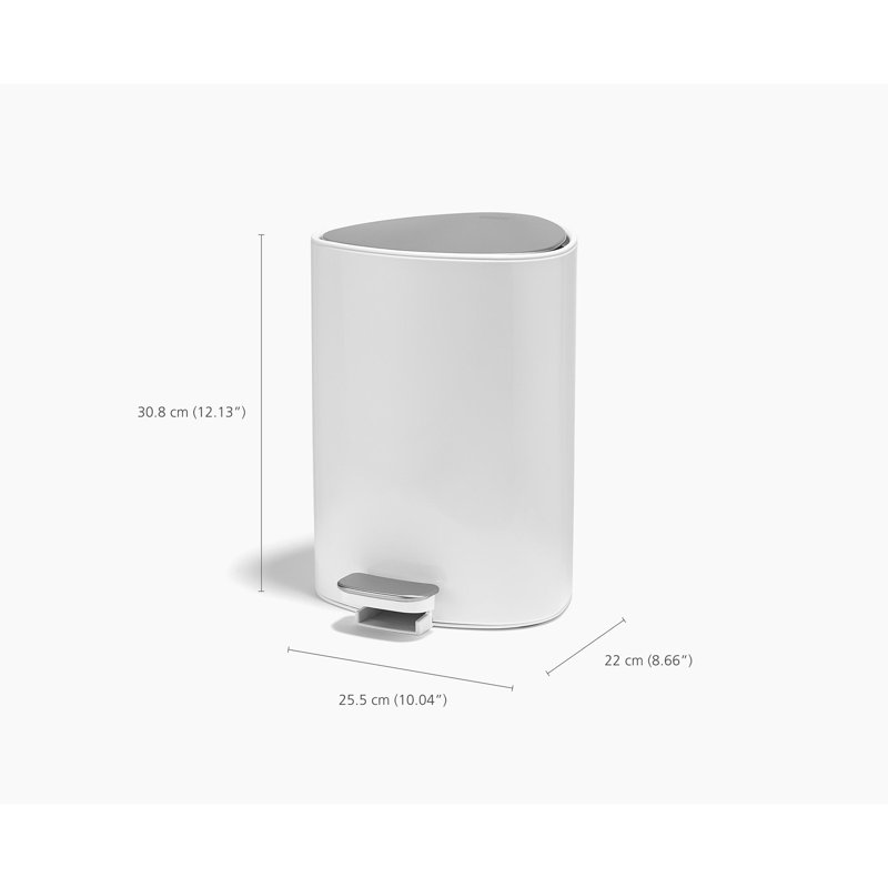 EasyStore 5-liter Pedal Trash Bin, White