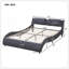 Full Size Upholstered Faux Leather Platform Bed With LED Light Bed Frame And Slatted Support - Black
