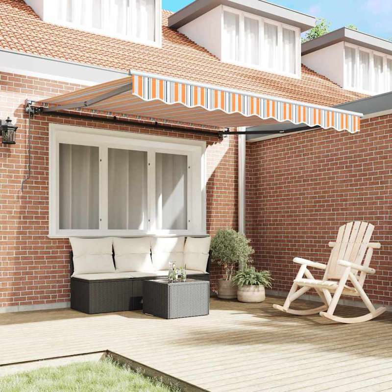 Retractable Awning, Blue/Orange/Anthracite, 350 cm W x 250 cm D