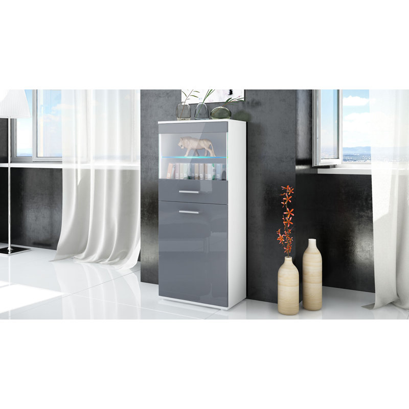 Kinser Curio Cabinet, Grey, Without