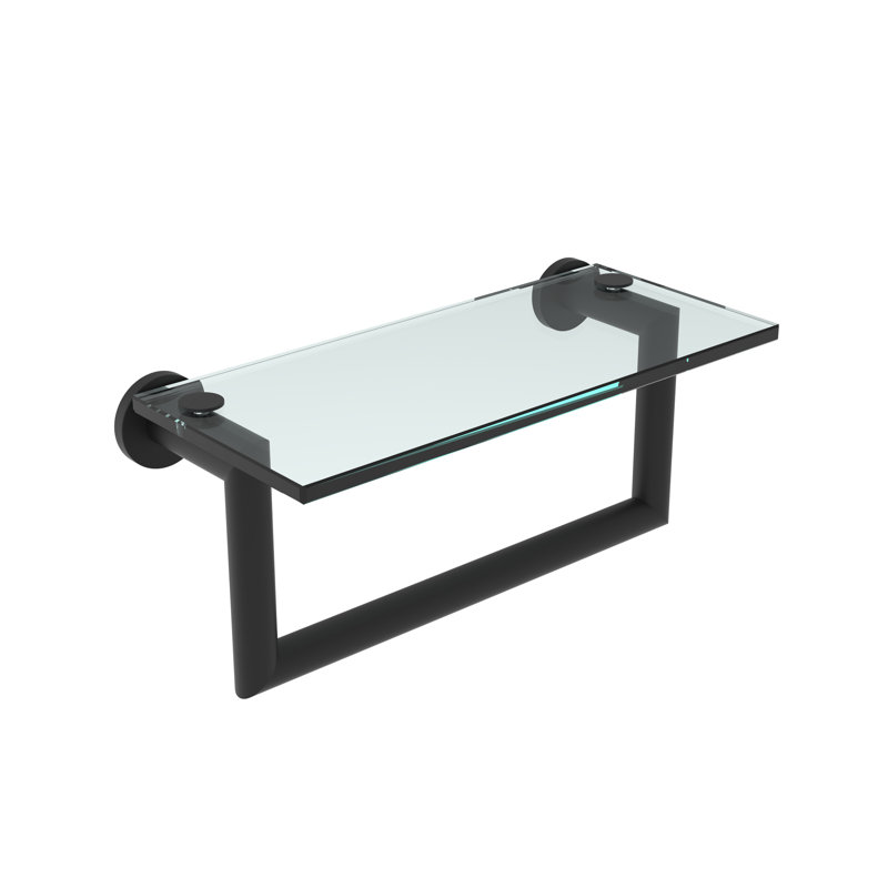 Kubic Shelf with Towel Bar, 12", Matte Black