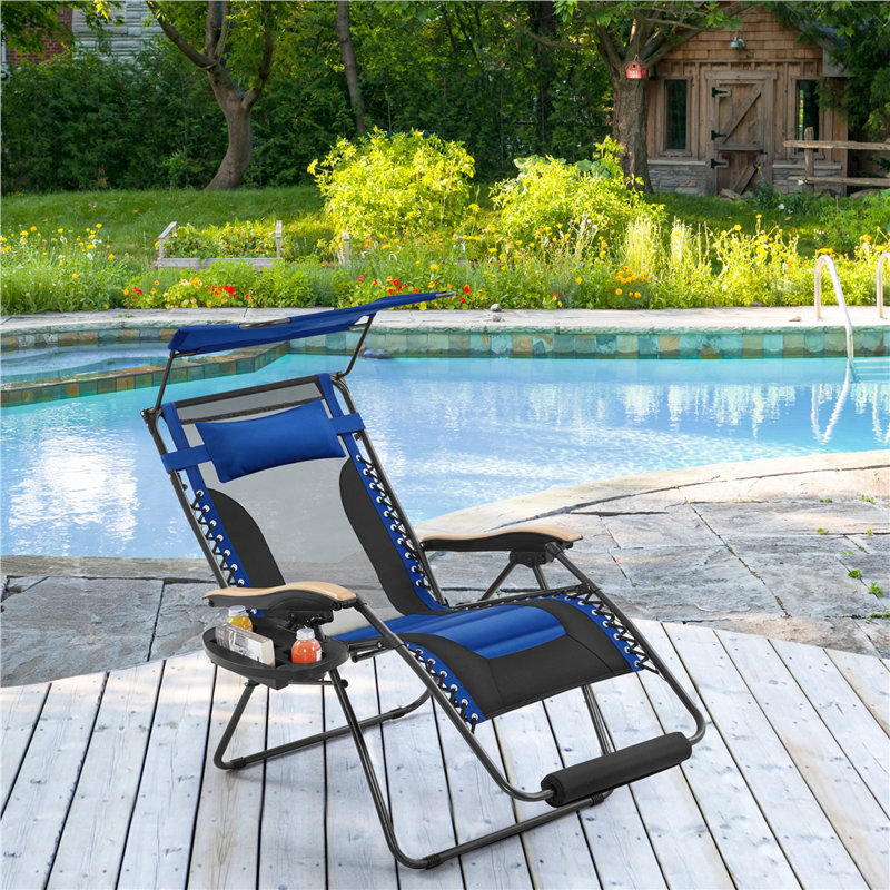 Fauteuil inclinable d'extérieur en acier sans gravité Huntleigh, Bleu marine/noir
