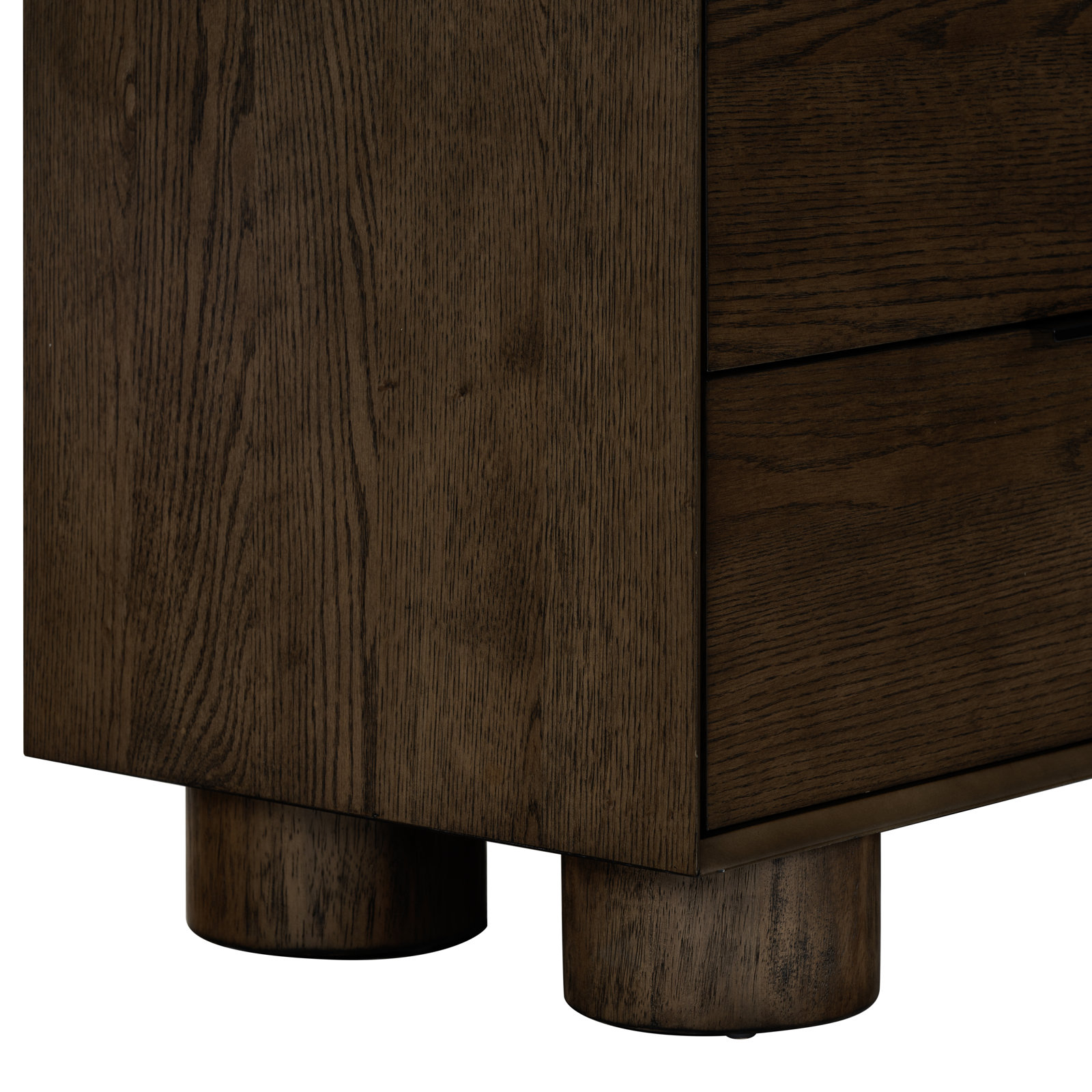 Vanora Wood 2 Drawer Nightstand, Dark Brown Oak