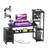 Computer Desk with 2 Fabric Drawers - Reversible Home Office Desk with Power Outlet & LED Lights, Gaming Desk Study Table with Pegboard, Black