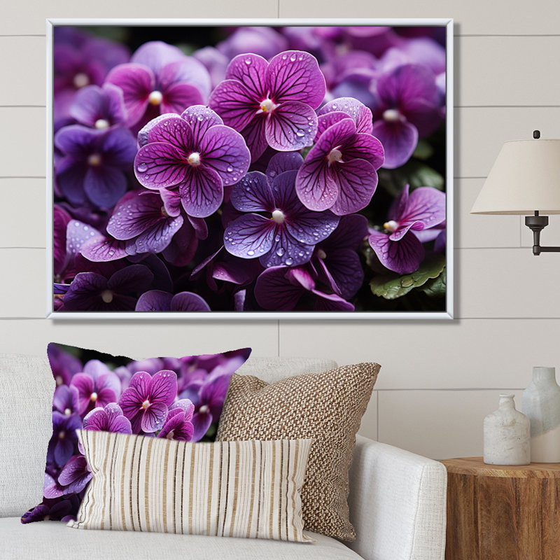 " Vibrant Violets Field Photo II ", 24" H x 32" W, White Floater Framed