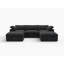 Canapé modulaire 120 po en mélange de lin noir avec repose-pieds et coussins