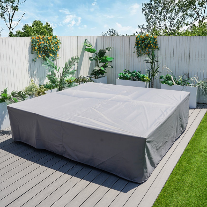 Housse pour modulaire de patio résistante à l'eau, H 27,56 po x l 106,3 po x P 106,3 po, Gris