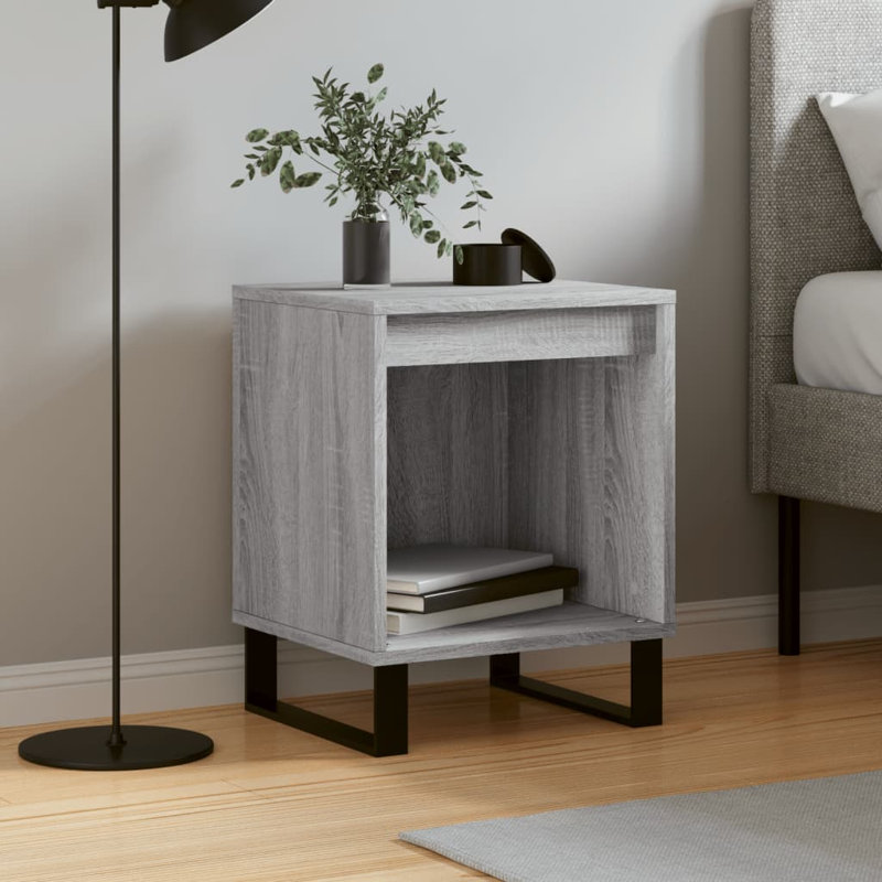 Cromartie Metal Bedside Table, Grey Sonoma, Set of 2
