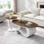 Ensemble de 2 tables basses gigognes, orales et rondes, table de salon, grand 47,24 po, petit 19,69 po-1655820140