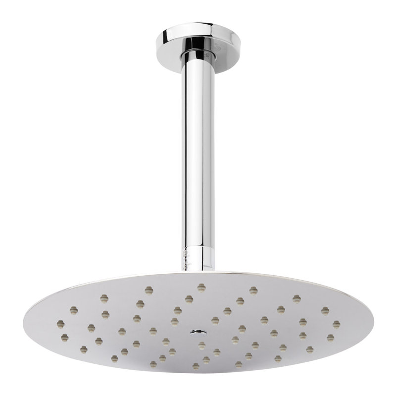 10" Contemporary Low Profile Shower Head with 4" Ceiling Mount Arm, Chrome