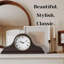 Horloge de table analogique à quartz en bois massif brun foncé