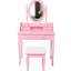 Coiffeuse à maquillage rose avec 4 tiroirs, miroir réglable à 360 ° et bureau d'organisation de chambre à coucher-993506575
