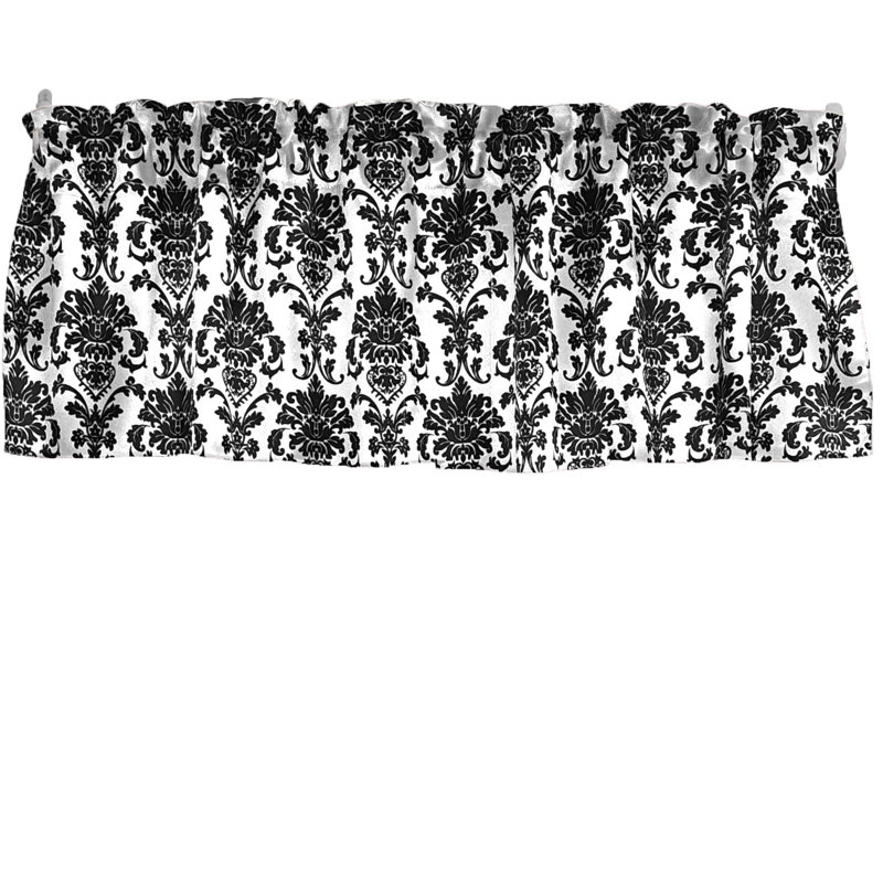 Cantonnière florale en damas 58 po, L 58 po x L 16 po, Blanc