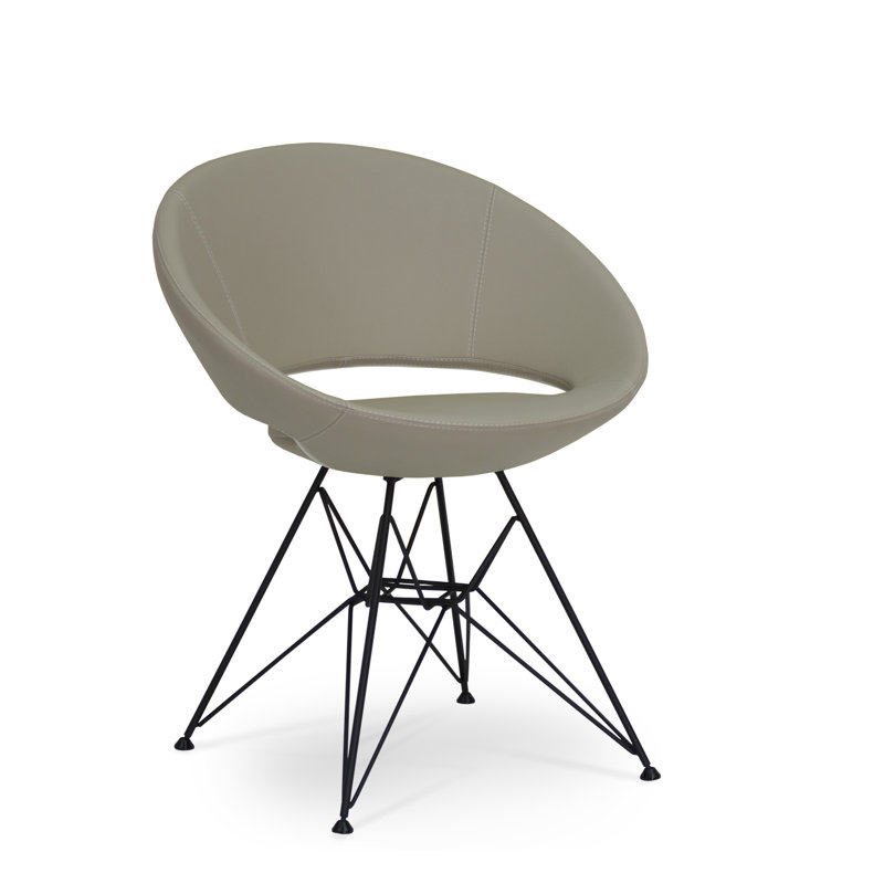 Chaise de salle à manger Crescent Tower, Tissu en laine organique, Acier noir, Gris anthracite
