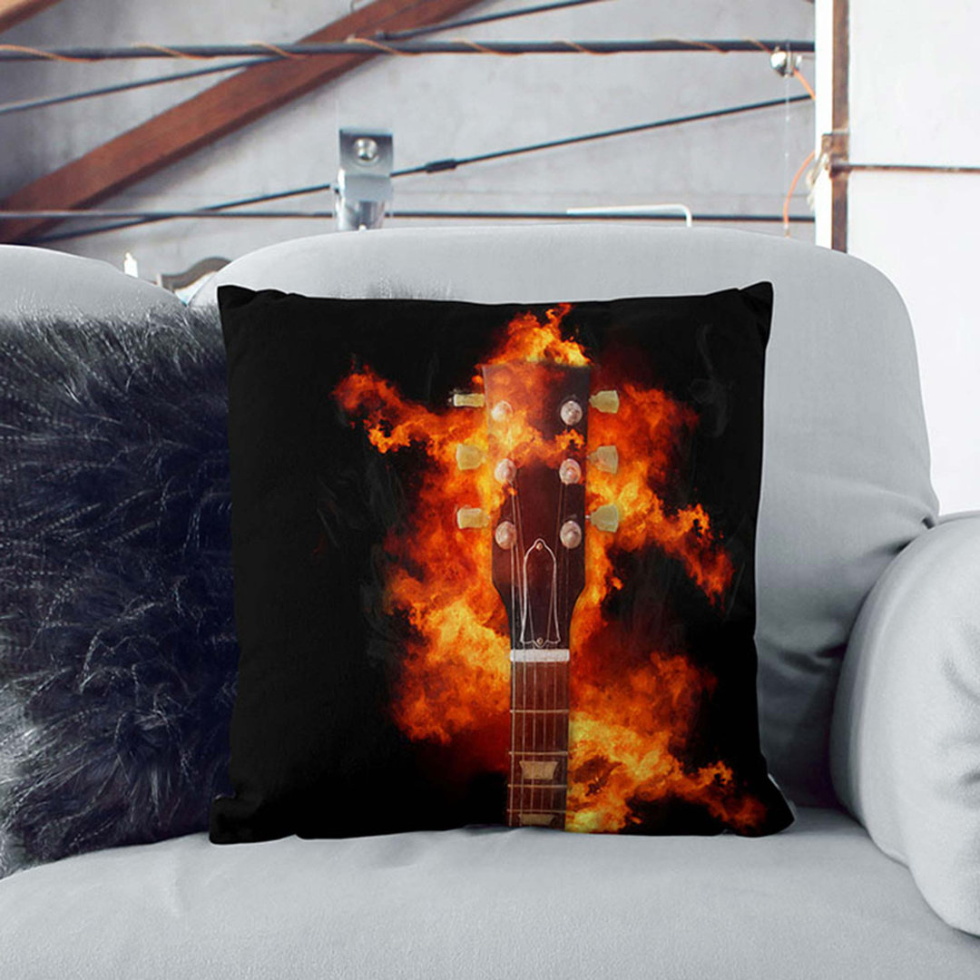 Guitar on Fire Cushion with Filling
