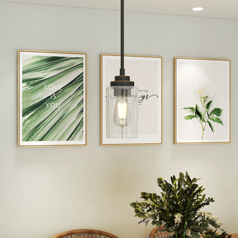 Mincey Adjustable length 1 Light Glass Shade Teardrop Pendant, Matte Black