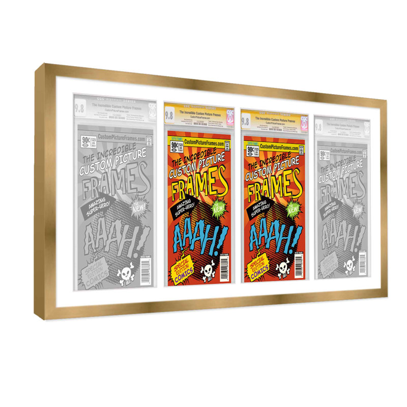 Wood Picture Frame with Mat, Gold/White, 7.25" x 10.5"